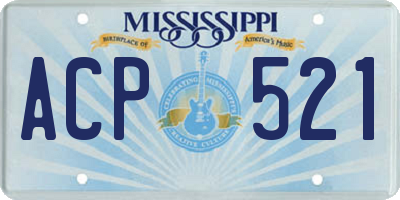 MS license plate ACP521