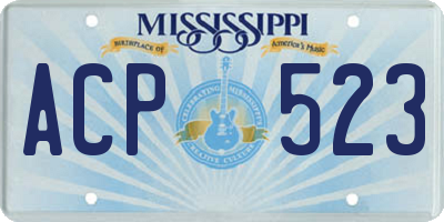 MS license plate ACP523