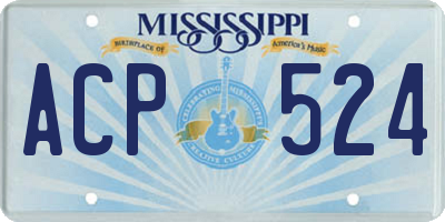 MS license plate ACP524