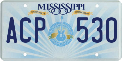 MS license plate ACP530