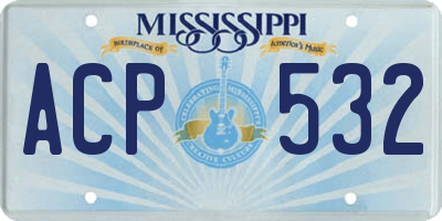 MS license plate ACP532