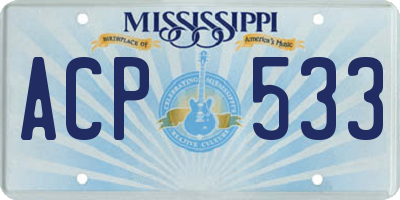 MS license plate ACP533