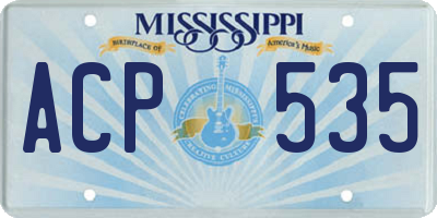 MS license plate ACP535