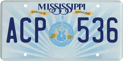 MS license plate ACP536