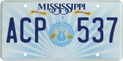 MS license plate ACP537