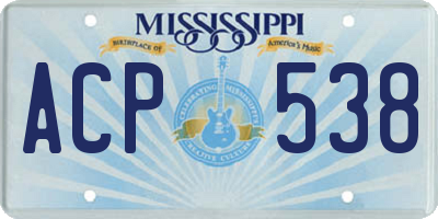 MS license plate ACP538
