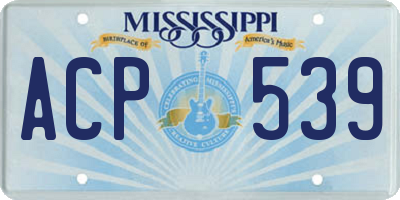 MS license plate ACP539