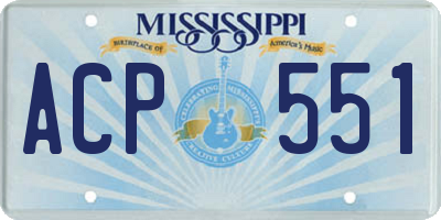 MS license plate ACP551