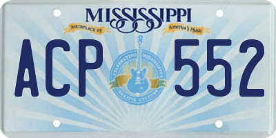 MS license plate ACP552