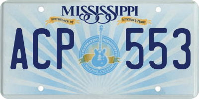 MS license plate ACP553