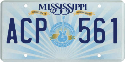 MS license plate ACP561