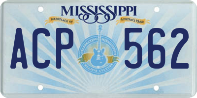 MS license plate ACP562