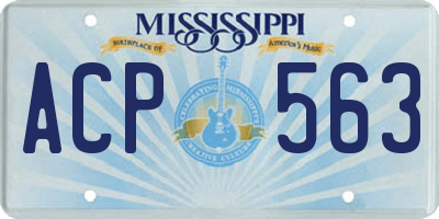 MS license plate ACP563