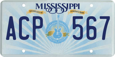 MS license plate ACP567