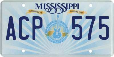 MS license plate ACP575