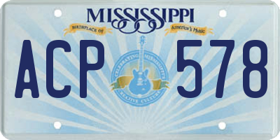 MS license plate ACP578