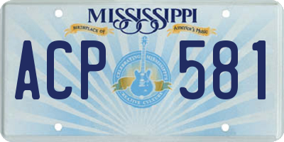 MS license plate ACP581