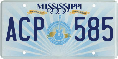 MS license plate ACP585