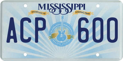 MS license plate ACP600