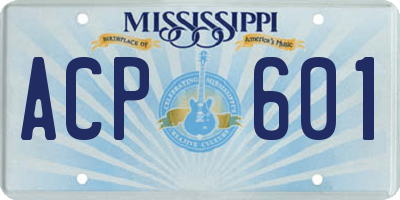 MS license plate ACP601