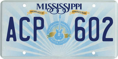 MS license plate ACP602