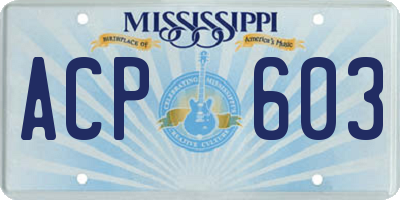 MS license plate ACP603