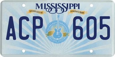 MS license plate ACP605
