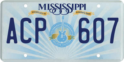 MS license plate ACP607