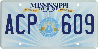 MS license plate ACP609