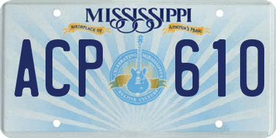 MS license plate ACP610