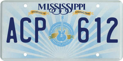 MS license plate ACP612