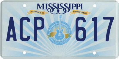 MS license plate ACP617