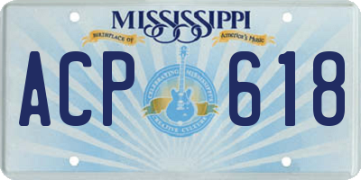 MS license plate ACP618