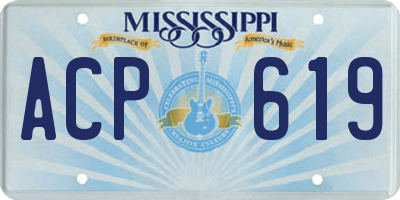 MS license plate ACP619