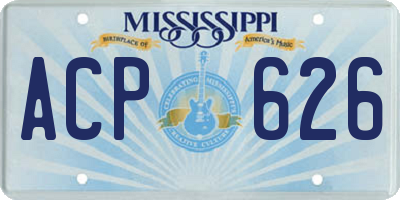MS license plate ACP626