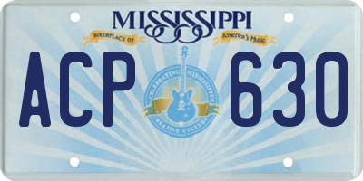 MS license plate ACP630