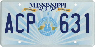 MS license plate ACP631