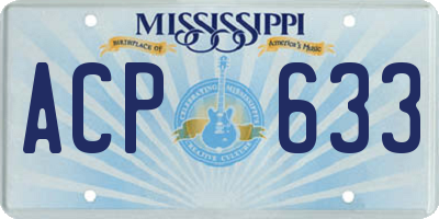 MS license plate ACP633