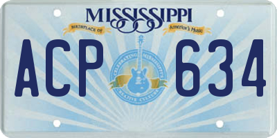 MS license plate ACP634