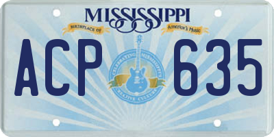 MS license plate ACP635