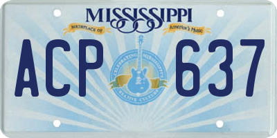 MS license plate ACP637