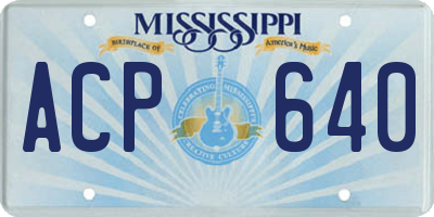 MS license plate ACP640