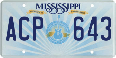 MS license plate ACP643