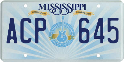 MS license plate ACP645