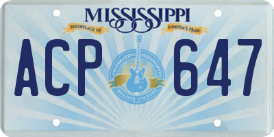 MS license plate ACP647