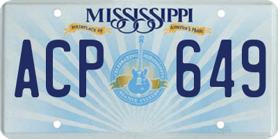 MS license plate ACP649