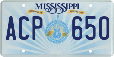 MS license plate ACP650