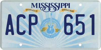 MS license plate ACP651