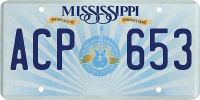 MS license plate ACP653