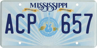 MS license plate ACP657